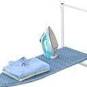Wall Mounted Ironing Board with Iron Holder, Compact Ironing Board for Small Spaces, Foldable Iron Stand Heat Resistant Cover, 36" X 12" Deep Blue