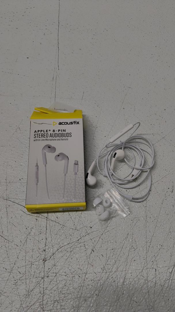 Acoustix Apple 8-pin Stereo Audiobuds With In-Line Microphone And Remote White