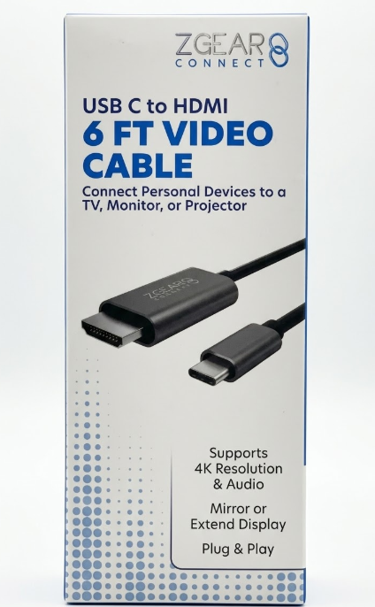 USB-C to HDMI cable 4K Supports Plug & Play By ZGear