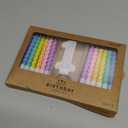 PHD CAKE Number 1 Birthday Candle Macaron Glitter Number Candle with Rainbow Spiral Candles in Holders for Cake Topper, Pastel Sweet Theme Party Decoration