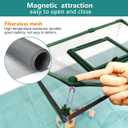 Magnetic Fish Tank Cover with Feeding Window Green Frame Grey Fiberglass Mesh, DIY Fish Tank Lid for Preventing Fish from Jumping Out and Reptile Escaping Adjustable Size Fit Tank Size Max 35''X19''