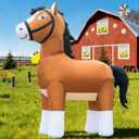 DomKom 9FT Clydesdale Horse Inflatables Christmas Spring, Farm Ranch Giant Blow up Animals Cute, Decorations Outdoor Yard Built-in LED Lights Big Large Decor Party Lawn Holiday Outside