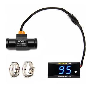Motorcycle Water Temp Gauge Fahrenheit Display 32~248F Over-Temperature Alert, Universal Digital Temperature Meter with Temp Sensor Adapter for Most Car Marine Motorcycle Digital Meter (Blue, 16mm)