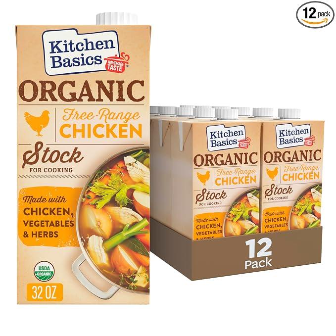 Kitchen Basics Organic Free Range Chicken Stock, 32 oz (Pack of 12) | No Artificial Flavors and Gluten Free |05/15/2027