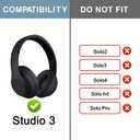 SOPROM Top & Bottom Rubber Headband Kit for Beats Studio 3 & Studio 2 Wired & Wireless Headphones, Durable Silicone & Plastic Repair Kit for Replacement Headstrap Pads (Studio3-Matte Black)