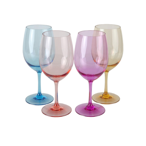 Lily's Home Unbreakable Acrylic Wine Glasses, Made of Shatterproof Tritan Plastic and Ideal for Indoor and Outdoor Use, Reusable (Multi - Light) - 20 oz each, Set of 3