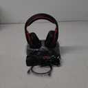 WallarGe Wireless Headphones for TV Watching with RF Transmitter Charging Dock, Plug and Play, 100 Ft Wireless Range, Rechargeable 20 Hour Battery (Black with Red)