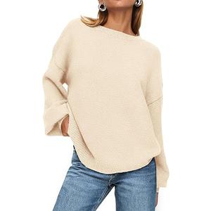 PRETTYGARDEN Women's 2026 Fall Sweaters Casual Crew Neck Long Sleeve Pullover Tops Ribbed Knit Loose Fit Winter Clothes, medium