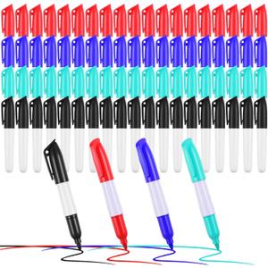 100 Pcs Mini Dry Erase Markers 4 Color Set - Mini Whiteboard Markers with Clip Caps, Low Odor Fine Tip Pens for Nurse Badge, Office, Home Supplies (Red/Green/Blue/Black)