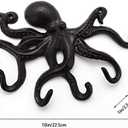 Key Holder for Wall, Octopus Coat Hooks Wall Mounted Towel Hooks, Heavy Duty Key Hooks Decorative with 6 arms (Black)