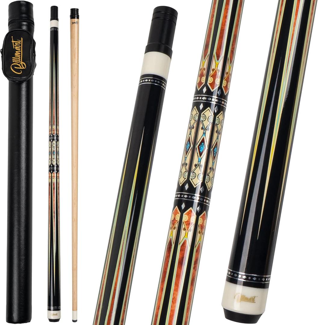 Billmart Pool Cue Stick, Low Deflection Shaft Billiard Cue Sticks with Hard Case, Pool Table Sticks Queue, 19 oz Pool Que