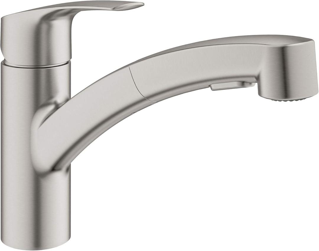 GROHE 30306DC1 Eurosmart Dual Spray Pull-Out Kitchen Faucet with Sprayer, 1.75 GPM, Supersteel (Stainless Steel)
