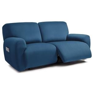 ULTICOR Squared Jacquard Design Extra Wide 75" - 100", Reclining 2 Seater Sofa, Extra Wide 6-Piece Reclining LoveSeat Slipcover, Reclining Sofa Covers, Thick, Soft, Washable (Navy)