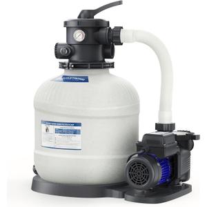 AQUASTRONG 16in Sand Filter Pump for Above Ground Pool with Timer, 3/4 HP Pool Pumps Above Ground 3800 GPH for Pools up to 16000 GAL, Pool Filter with 6-Way Valve, Improved Circulation and Filtration