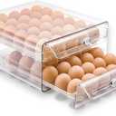 Egg Holder for Refrigerator,60 Eggs Clear Drawer Organizer,2 Layer Stackable Egg Holder Egg Trays,Egg Storage Container with Time Scale for Fridge Countertop Cabinet