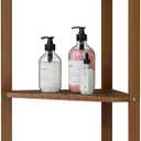 Wisuce Corner Shelf, 100% Real Bamboo Shower Corner Shelves Free Standing Shelf Storage Organizer for Bathroom Living Room Kitchen (Brown, 3 Tier)