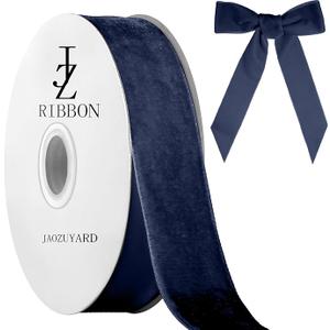 JaoZuyard Navy Blue Velvet Ribbon 1-1/2 Inch X 10 Yards Velvet Ribbon Navy Blue for Gift Wrapping Christmas Valentines Halloween Decoration Crafts Wreaths Supplies Continuous Holiday Decoration