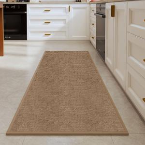 HPSTZNB Kitchen Mats for Floor 1 Piece Washable Rugs Non Slip Kitchen Rug, Absorbent Corner L Shaped Rug Runner Non Slip Kitchen Mat for Shower Bathroom Indoor Door (Khaki Rug, 39“×20“)