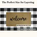 2 Pcs Door Mat100% Coco Coir Welcome Doormat + 27.5" x 43" Buffalo Black and White Plaid RugSpring Front Porch Entryway Decor Indoor Outdoor Floor Mats