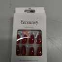 2 x Short Almond Press On Nails, Durable Reusable Glossy Artificial Nails Kit with Adhesive Tabs, 24 Pcs 12 Sizes for Fashion Women, Perfect for for Daily Outfits, Party or Date, Red