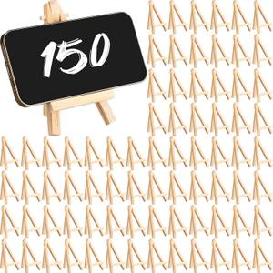 150 Pack 5 Inch Mini Easel Stand Small Easel Bulk, Wood Display Tripod Tabletop Canvas Holder for Wedding, School, Home, Painting, Business Card, Artist Photo, Craft, Phone, Card Holder