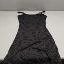 Verdusa Women's Mini Dress Floral Spaghetti Strap Mesh Short Dresses Going Out Sundress Y2k Gothic Clothes Dark Black, X-Small