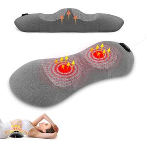 Smooth Triple Fusion Back Massager,with Heat, Vibration & Lumbar Traction  Deep Tissue Lumbar Pillow for Lower Back Pain Relief, Relaxation for Home, Office  Corded Electric（Dark Gray）