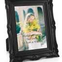 PHAREGE 5x7 Vintage Picture Frame Black, 5 by 7 Ornate Antique Picture Frame for Wedding, Retro Photo Frame Displays Horizontally or Vertically On Tabletop