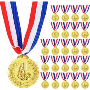 Nicunom 24 Pack Soccer Award Medals, Gold Award Medals Winner Medal Gold Prizes Team Participation Trophies for Adults Kids Sports Soccer Games, Soccer Party Favors, 2In