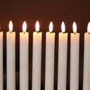 GenSwin Flameless White Taper Candles Flickering with 10-Key Remote, Battery Operated Led Warm 3D Wick Light Window Candles Real Wax Pack of 6, Christmas Home Wedding Decor(0.78 X 9.64 Inch)