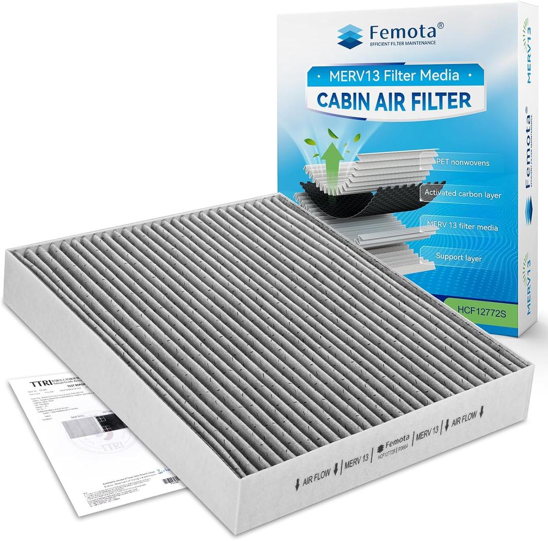 Certified MERV 13 Cabin Air Filter with Activated Carbon, CF12772 for Ford Bronco/Bronco Sport 21-24, Escape 20-24, Explorer 20-24, Maverick 22-24, Lincoln Aviator 20-24, Corsair 20-24