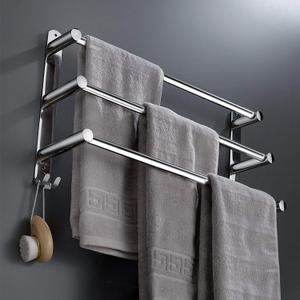 Towel Bars Hanger Freely Retractable 20-30 Inche Stainless Steel 304 Bath Rack Strong 3M Adhesive Bathroom Wall Free mounting Hole-Installing washroom Kitchen Space Saving 3 Bars