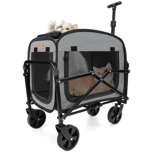 Lekereise Extra Large Pet Carrier with Wheels - Soft - Sided Foldable Rolling Cat Cerrier for 2 Small Cats or Medium Large Dog For Travel