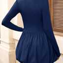 Wenrine Women Long Sleeve Bubble Mini Dress Bodycon Mock Neck Casual 2025 Cocktail Club Party Dresses (Blue)