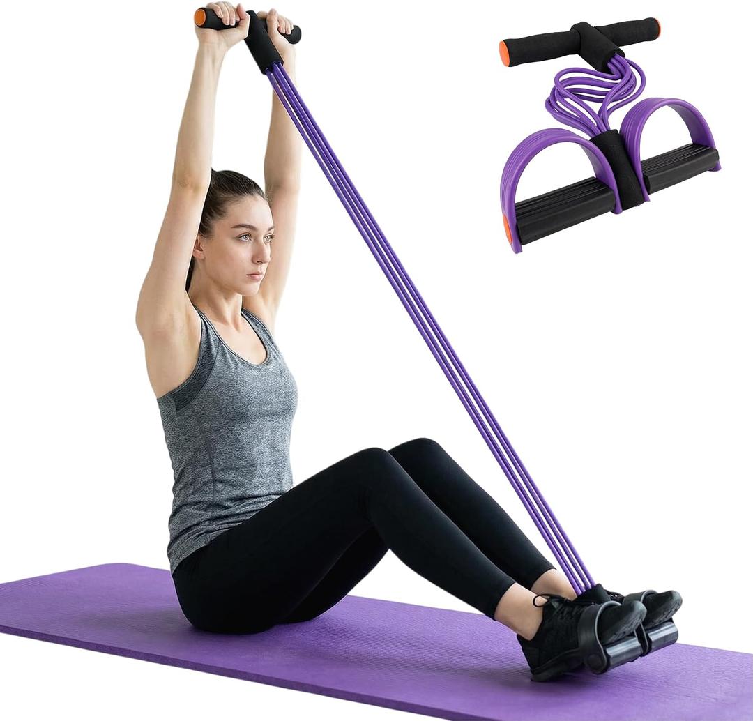 2 x Upgraded Durable 6-Tube Pedal Resistance Strap with Handle, Natural Rubber Fitness Resistance Strap, Multifunctional Fitness Strap, Suitable for Abdominal, Waist, arm, and Leg Shaping Training