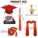 Mukum Graduation Cap and Gown 2026 Set with 2026 Charms Tassel Honor Cord Graduations Unisex Cap and Gowns for High School College Ceremony Red -48 (Red)