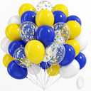 Blue and Yellow Balloons, 60pcs 12 Inch Royal Blue Yellow White Balloon with Confetti Balloons for Wedding Graduation Baby Shower Birthday Party Decorations