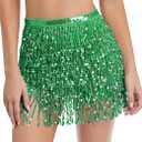 Women's Sequin Tassel Skirts Rave Fringe Hip Scarf for Festival