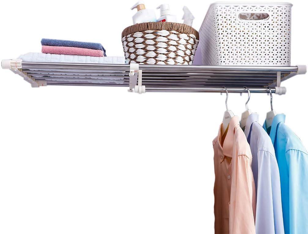 Hershii Closet Tension Shelf Expandable Telescopic Rod Heavy Duty Clothes Hanging Rail Adjustable DIY Storage Organizer Shoe Rack for Garage Bathroom Kitchen Bedroom (65-110cm/25.59-43.30inches)