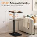 ELYKEN TV Tray Table, C-Shape Couch Desk, 360° Swivel Side Table Height Adjustable, Laptop Stand for Couch Recliner, Small Bedside Tables, Rustic Brown, 2 Pack