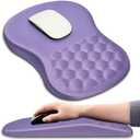 Hokafenle Ergonomic Mouse Pad Wrist Support with Massage Design, Wrist Rest Pain Relief Mousepad with Memory Foam&Non-Slip PU Base, Mouse Pads for Wireless Mouse & Desk (12x8 inch,Lavender)