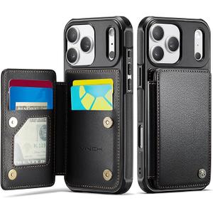 Vinich for iPhone 17 Pro Max Wallet Case with Card Holder, RFID Blocking Credit Slots Kickstand Shockproof Phone Cover Fit for iPhone 17 Pro Max 6.9" Black