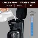 Mueller 12-Cup Drip Coffee Maker - Borosilicate Carafe, Auto-Off, Reusable Filter, Anti-Drip, Keep-Warm Function, Clear Water Level Window Coffee Machine, Kitchen Essentials & Accessories (Black)