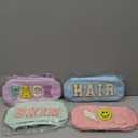 Sanwuta 4 Pcs Hair Face Skin Travel Bag Set Preppy Makeup Pouch PU Leather Skincare Bag Waterproof Cosmetic Organizer Birthday Christmas Gifts(Blue, Pink, Green, Purple,Fresh Style)