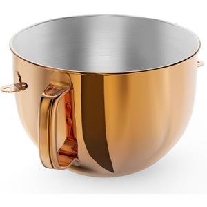 6QT Stainless Steel Mixer Bowl for Kitchenaid Stand Mixers, Kitchen Aid Mixing Bowl for 6QT Lift Mixer with Handle Copper