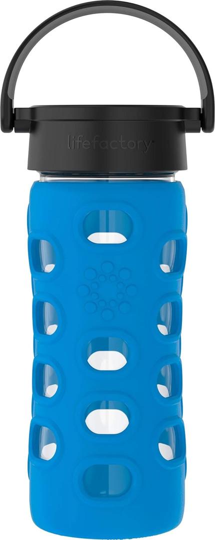Lifefactory 12-Ounce BPA-Free Glass Water Bottle with Classic Cap and Protective Silicone Sleeve, Cobalt Blue (11.8 Ounces)
