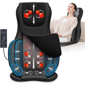 Snailax Shiatsu Back Massager with Heat, 3D Kneading Massage Chair Pad, Neck Back Massager for Back Pain Relief Deep Tissue for Men Women