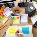 Eaasty 3 Set Teacher Appreciation Gifts Sticky Notes Organizer with Pen Holder 3-in-1 Memo Pad Set Portable Desk Organizer with Pencil Notebook Composition Book Pattern for End of Year Office
