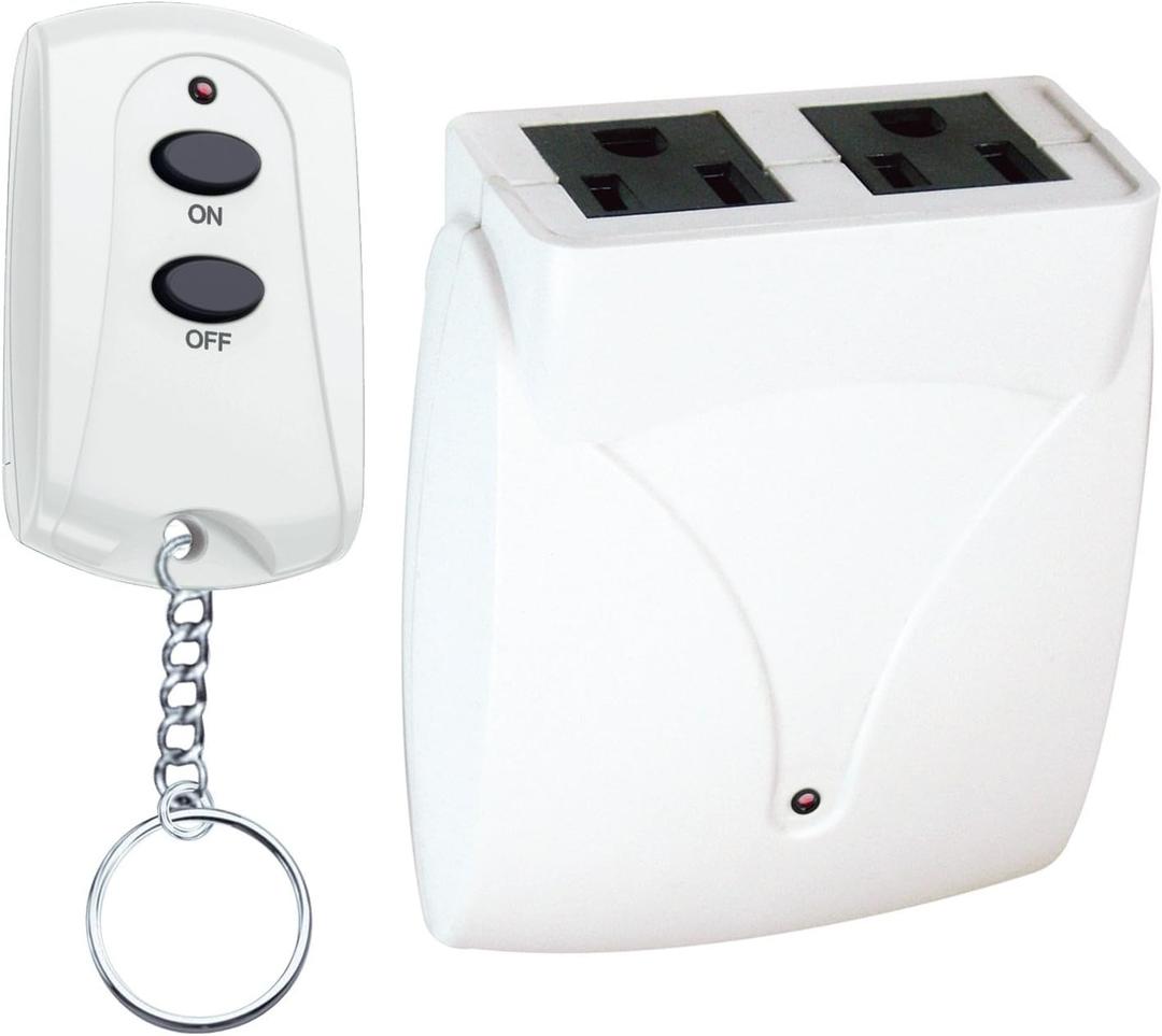 Prime Wire & Cable TNRC21 1 PK 2-Outlet Wall Tap with Remote, White