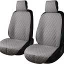 2PCS Linen Front Seat Covers for Cars Sideless Seat Covers Breathable Cloth Fabric Car Seat Protector Universal Fit Most Automotive, SUV, Trucks, Van(Grey)